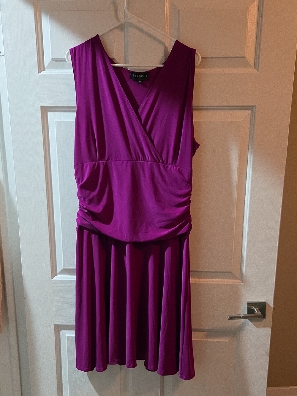 Rekucci Sleeveless V-Neck Midi Dress in Magenta